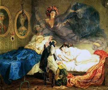 150の主題の芸術作品 Painting - 祖母と孫娘カール・ブリュロフの夢